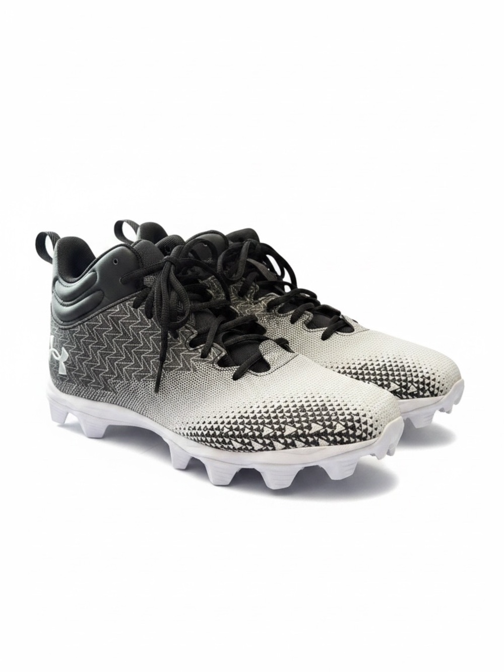 NEW Under Armour Spotlight Black and White Gradient Football Cleats, Men’s sz 10